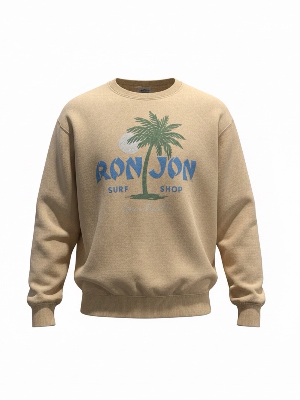Ron Jon | Women’s Beige Palm-Graphic Crewneck Sweatshirt | L